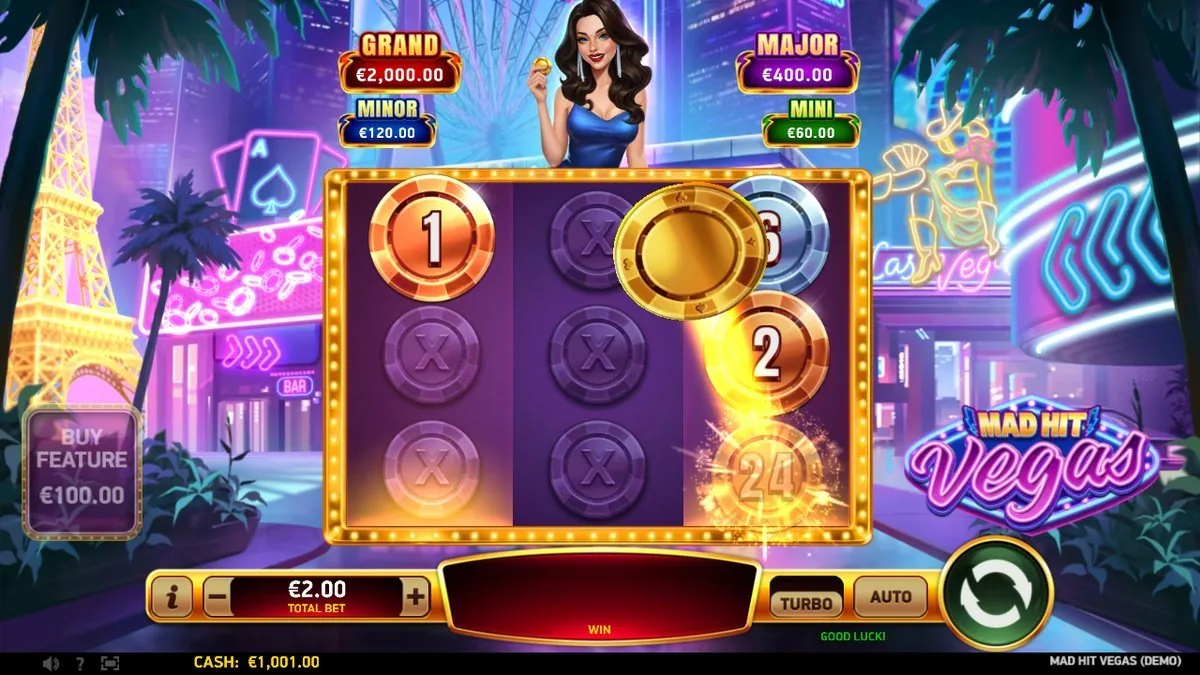 Coins dropping into the respin — a 1, a 6, a 2 and a bright 24 sparking on the right reel with a gold coin mid-flight. The cash-value coins collecting is the whole engine of this game.