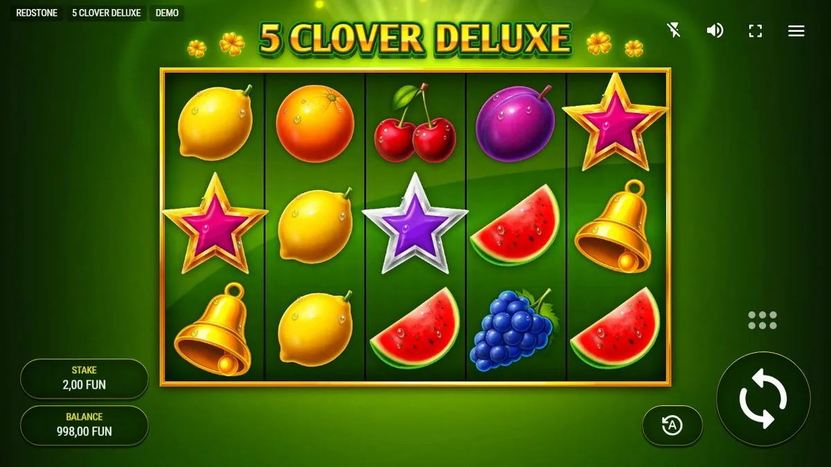 Again the base grid — no separate free-spins screen rendered in my capture, so no bonus fireworks to show. What's honest here is the classic-fruit line-up and the 2.00 FUN stake, unchanged.